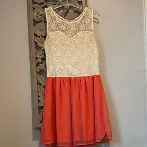 Rare- Francesca’s Charming Lace and Coral Ladies Dress